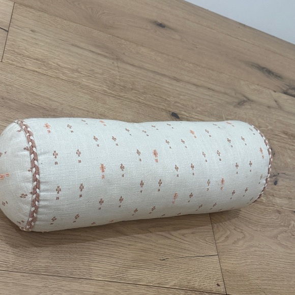 Threshold Bolster Geo Pattern Cream and Peach Pillow - Picture 2 of 5